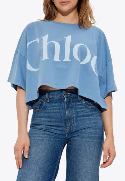 CHLOÉ MAXI LOGO CROPPED T-SHIRT
