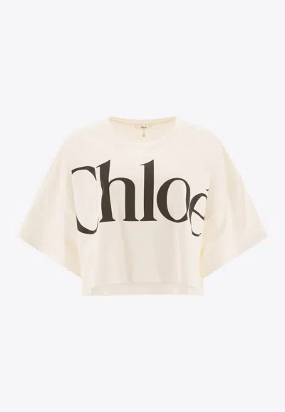 CHLOÉ MAXI LOGO CROPPED T-SHIRT