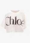 Chloé Logo Print Cropped T-shirt In White
