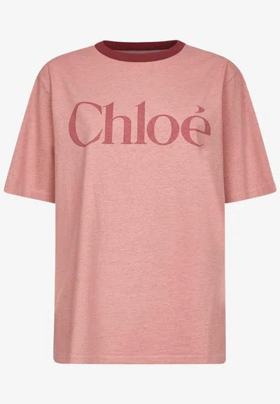 Chloé Maxi Logo T-shirt In Pink