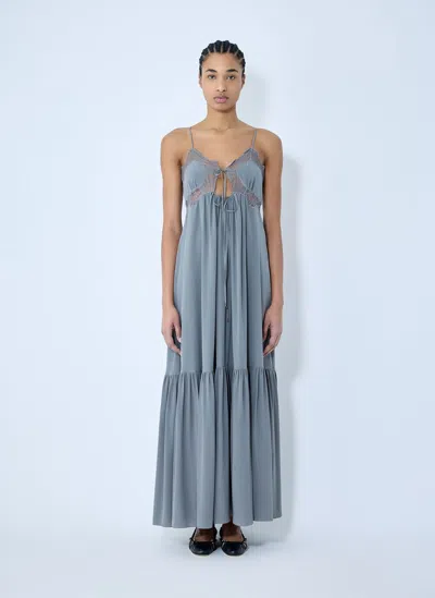 Chloé Maxi Silk Dress In Gray