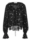 Chloé Maxi Gathered Ruffle Top In Silk Charmeuse In Black