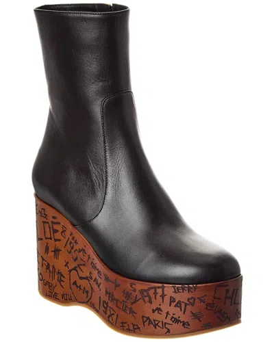 Chloé Maxima Leather Platform Bootie In Black
