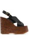 Chloé Maxime Leather Slingback Platform Wedge Sandals