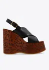 Chloé Maxime Leather Slingback Platform Wedge Sandals In Black