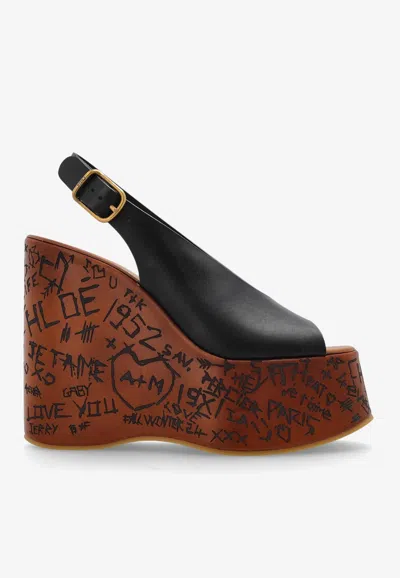 CHLOÉ MAXIME 130 LEATHER WEDGE SANDALS