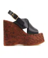 Chloé Maxime Leather Slingback Platform Wedge Sandals In Red