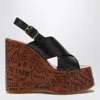 Chloé Maxime Leather Slingback Platform Wedge Sandals In Black