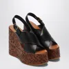 Chloé Maxime Leather Slingback Platform Wedge Sandals