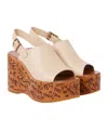 Chloé Desert Sand Beige Suede Calf Leather Maxime Wedges Sandals In Nude