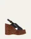 Chloé Maxime Leather Crisscross Platform Sandals In 001 Black
