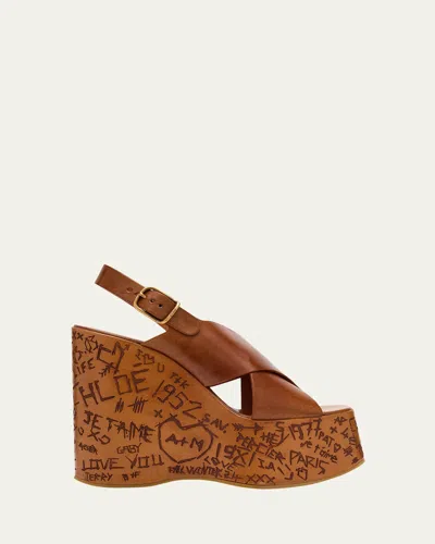 Chloé Comfort And Style Sandals With Wood Wedge In Neutrals