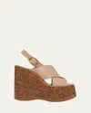 Chloé Maxime Leather Crisscross Platform Wedges In Gold