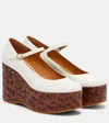 Chloé Maxime Leather Mary Jane Wedge Pumps In White