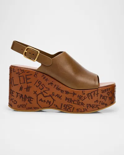 Chloé Maxime Leather Slingback Platform Sandals