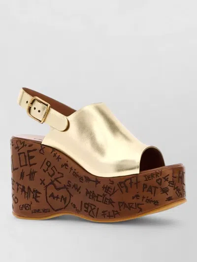 CHLOÉ MAXIME LEATHER WEDGE MULES SLINGBACK PLATFORM