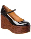 Chloé Women Black Wedges With Mary Jace Ankle Strap And High Wedge Heel In Leather Woman In Black