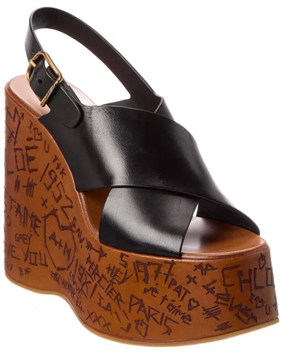 CHLOÉ CHLOE MAXIME LEATHER WEDGE SANDAL