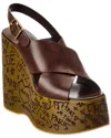 Chloé Graphic Print Wedge Sandals Platform Sole In Multi