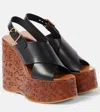 Chloé Maxime Leather Slingback Platform Wedge Sandals In Black
