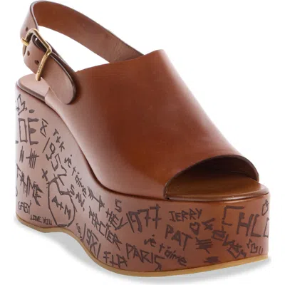 Chloé Womens Chloe Maxime Platform-sole Leather Wedges In Brown