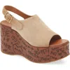 Chloé Desert Sand Beige Suede Calf Leather Maxime Wedges Sandals In Nude