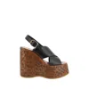 Chloé Maxime Leather Slingback Platform Wedge Sandals