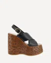 Chloé Maxime Leather Slingback Platform Wedge Sandals