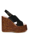 Chloé Maxime Leather Slingback Platform Wedge Sandals In Black