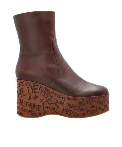 Chloé Maxime Short Boots In Brown
