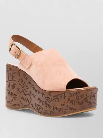 Chloé Maxime Suede Slingback Platform Mules In Multi