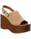 Chloé Desert Sand Beige Suede Calf Leather Maxime Wedges Sandals In Brown