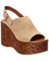 Chloé Maxime Suede Wedge Sandal In Neutral