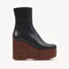 Chloé Maxime Leather Wedge Ankle Boots In Black