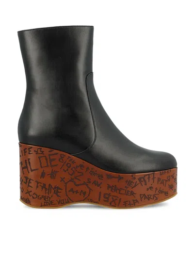 CHLOÉ MAXIME WEDGE ANKLE BOOTS