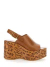 Chloé Womens Chloe Maxime Platform-sole Leather Wedges In Multicolor