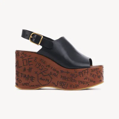 CHLOÉ SANDALES COMPENSÉES MAXIME FEMME NOIR TAILLE 36 100% CUIR DE VEAU