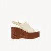 Chloé Maxime Debossed Leather Wedges In Neutral