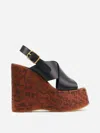 Chloé Maxime Leather Slingback Platform Wedge Sandals