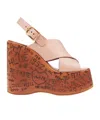 Chloé Maxime Leather Crisscross Platform Wedges In Gold