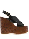 Chloé Maxime Leather Slingback Platform Wedge Sandals