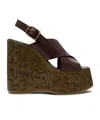 Chloé Graphic Print Wedge Sandals Platform Sole In Black