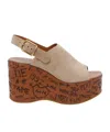 Chloé Desert Sand Beige Suede Calf Leather Maxime Wedges Sandals In Nude