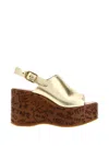 Chloé Maxime Leather Wedge Mules Slingback Platform In Multi