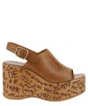 Chloé Womens Chloe Maxime Platform-sole Leather Wedges In Brown