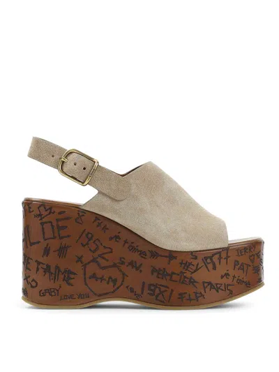 Chloé Maxime Wedges Sandals In Brown