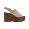 Chloé Desert Sand Beige Suede Calf Leather Maxime Wedges Sandals In Nude