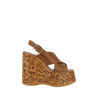 Chloé Maxime Wedge Sandal In Brown