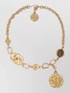 Chloé Medallion Charms Short Necklace Textured Links In Gold