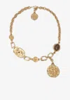 Chloé Medallion Charms Short Necklace Textured Links In Gold